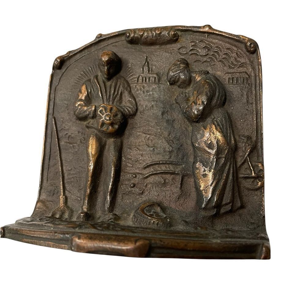 Vintage Bronze / Cast Iron Decorative Book Ends Jean-Francois Millet - The Angel